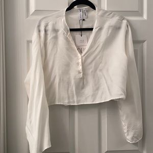 White flowy blouse cotton blend